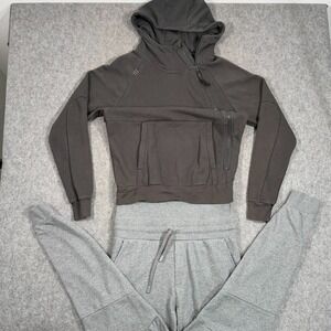 Tuxy Black & Gray Zip-Up Hooded One-Piece Track Sweat Suit Men's Size Medium